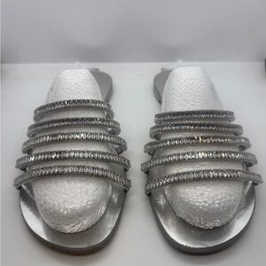 Giuseppe Zanotti Silver and White Strappy Sandals